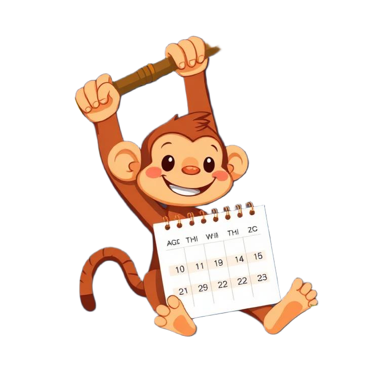 Cartoon monkey holding a calendar of Latin nights