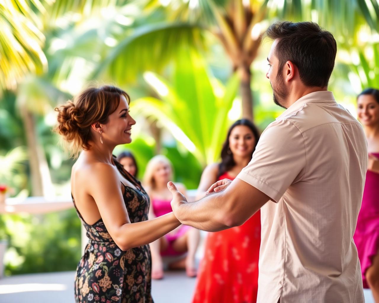 Dance instructors teaching a small group